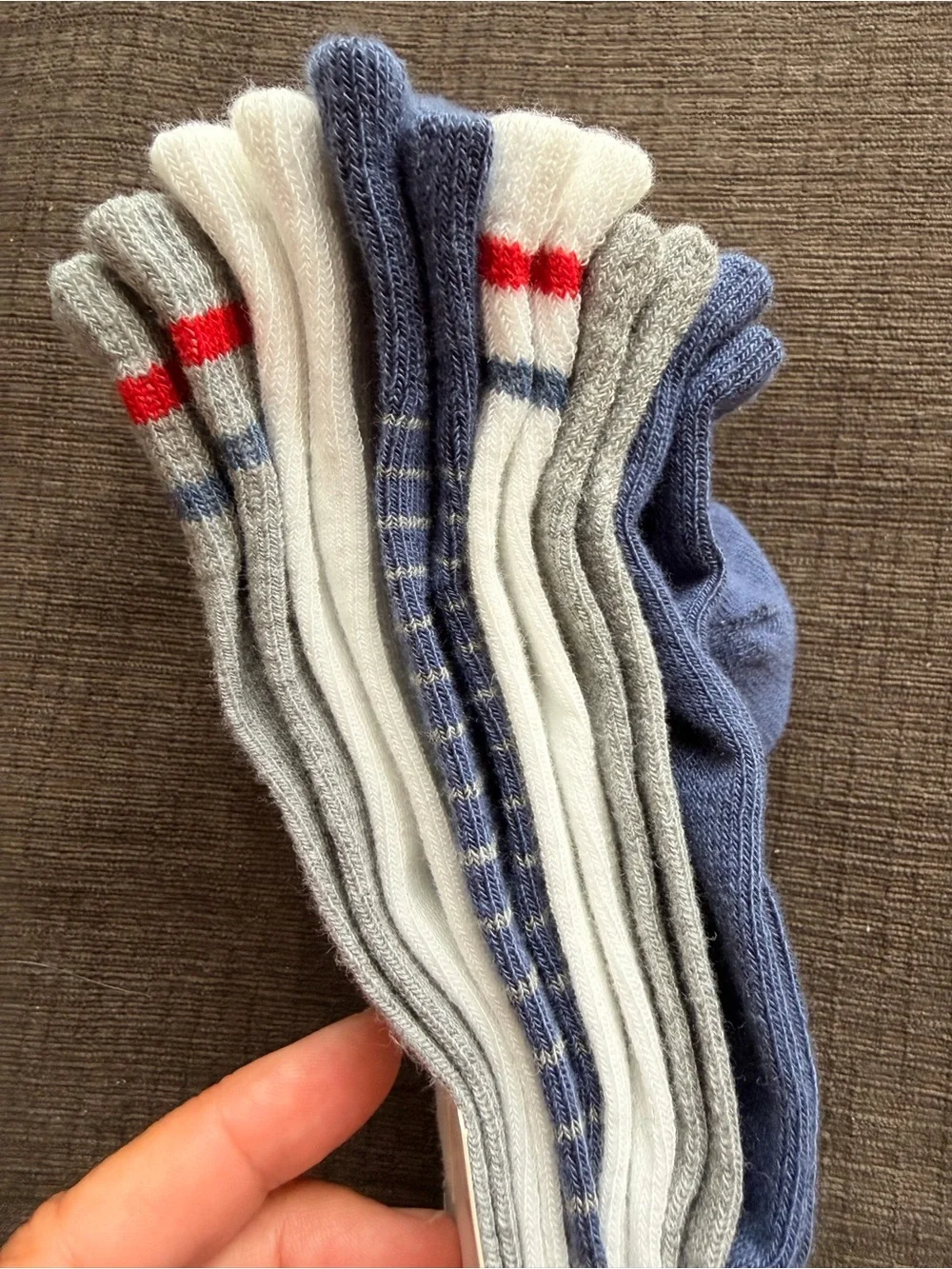 LUCKY Brand 6 Pack Quarter Socks Shoe Size 6-12 Blue Grey White NWT Casual